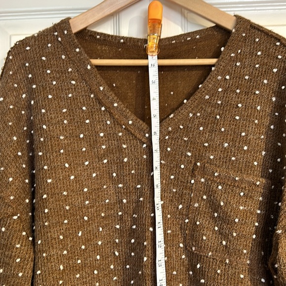 Flower and Feather Brown Polka Dot Sweater - Picture 5 of 6